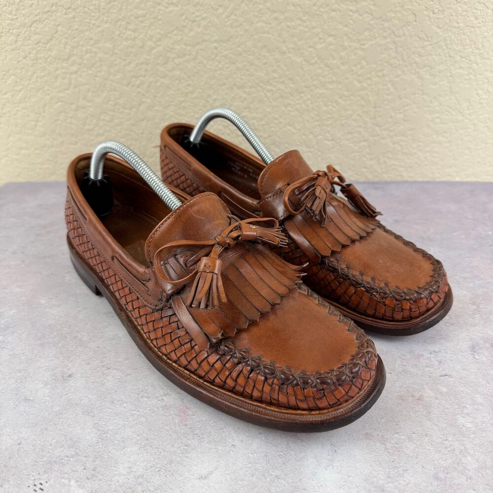 Allen Edmonds Cody Mens Sz 10.5 D Brown Woven Tassel Loafer Shoes USA Made